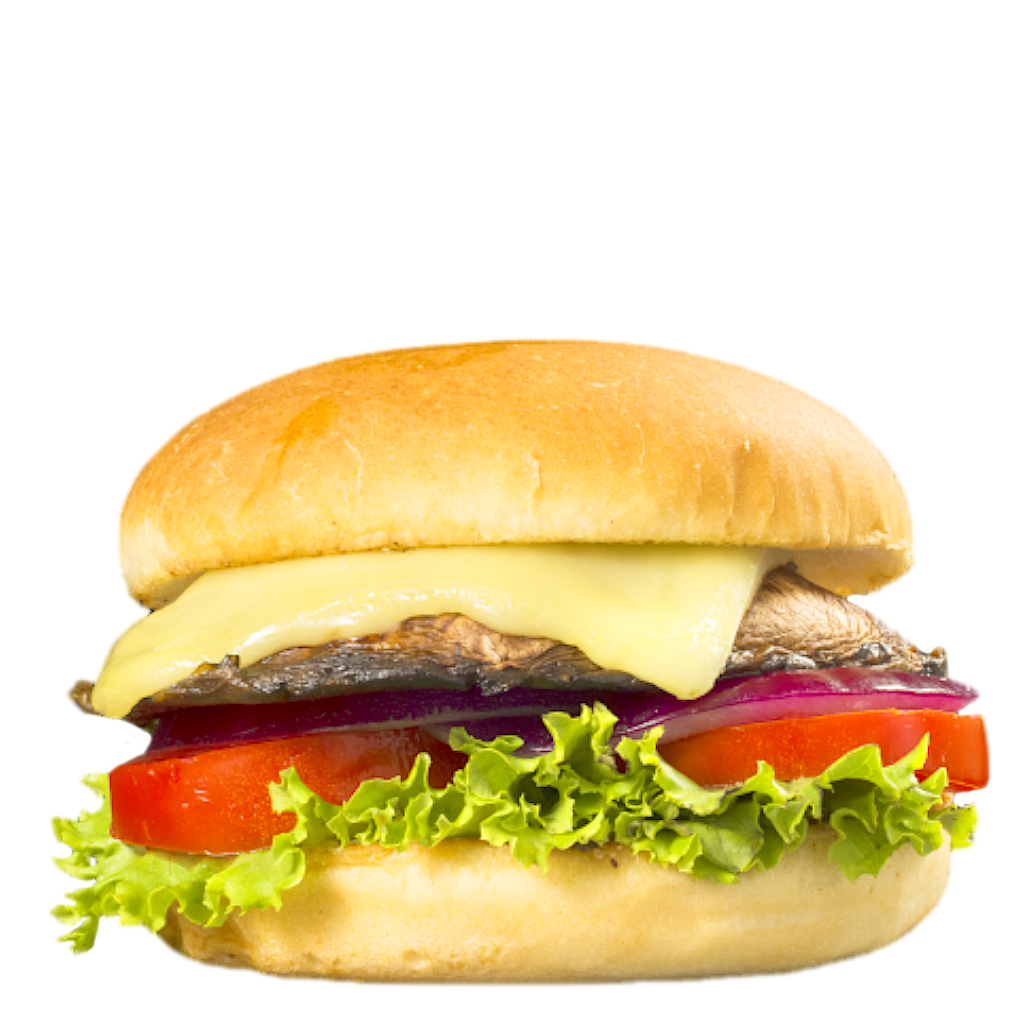 Disfruta de un delicioso hongo portobello en lugar de carne, el cual se acompaña con suave queso manchego. 